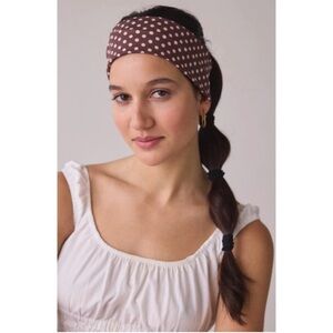 Brown & Pink Polka Dot Wide Headband